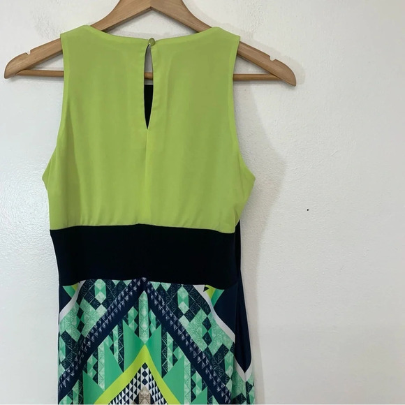Prelude Maxi Knit Sleeveless Dress Small Colorful Geometric Key Hole Side Slit - Picture 9 of 12